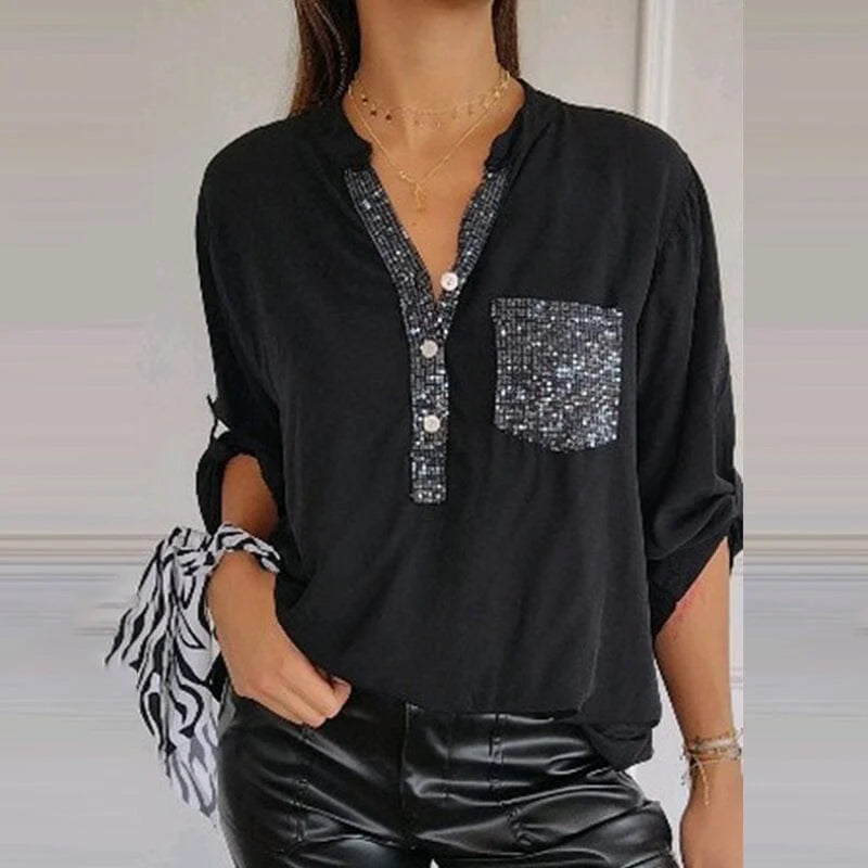 Marina | Casual patchwork top with sequins