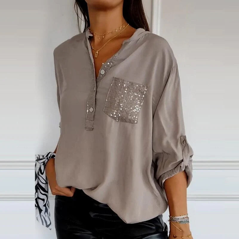 Marina | Casual patchwork top with sequins